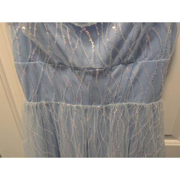 Amiyah Formal Blue Sequin Tulle Corset A-Line Maxi Dress Homecoming Prom Size S - Picture 16 of 16